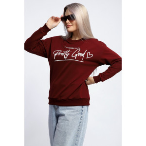 Толстовка женская №80048 футер 2-х нитка (р-ры: 44-62) бордовый