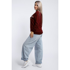 Толстовка женская №80048 футер 2-х нитка (р-ры: 44-62) бордовый