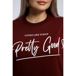 Толстовка женская №80048 футер 2-х нитка (р-ры: 44-62) бордовый