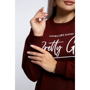 Толстовка женская №80048 футер 2-х нитка (р-ры: 44-62) бордовый