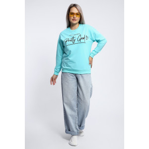 Толстовка женская №80048 футер 2-х нитка (р-ры: 44-62) ментол Толстовка женская №80048 футер 2-х нитка (р-ры: 44-62) ментол