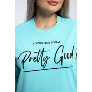 Толстовка женская №80048 футер 2-х нитка (р-ры: 44-62) ментол Толстовка женская №80048 футер 2-х нитка (р-ры: 44-62) ментол