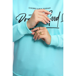 Толстовка женская №80048 футер 2-х нитка (р-ры: 44-62) ментол Толстовка женская №80048 футер 2-х нитка (р-ры: 44-62) ментол