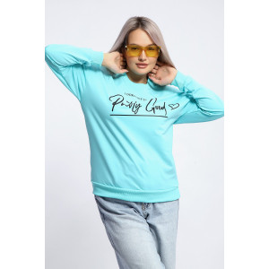 Толстовка женская №80048 футер 2-х нитка (р-ры: 44-62) ментол Толстовка женская №80048 футер 2-х нитка (р-ры: 44-62) ментол