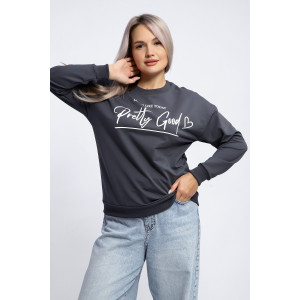 Толстовка женская №80048 футер 2-х нитка (р-ры: 44-62) темно-серый Толстовка женская №80048 футер 2-х нитка (р-ры: 44-62) темно-серый