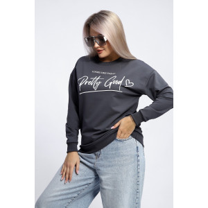 Толстовка женская №80048 футер 2-х нитка (р-ры: 44-62) темно-серый Толстовка женская №80048 футер 2-х нитка (р-ры: 44-62) темно-серый