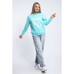 Толстовка женская №80047 футер 2-х нитка (р-ры: 44-62) ментол Толстовка женская №80047 футер 2-х нитка (р-ры: 44-62) ментол