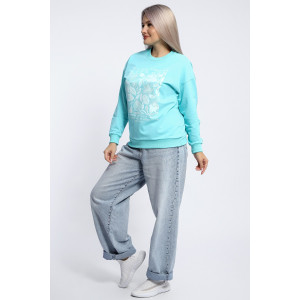 Толстовка женская №80047 футер 2-х нитка (р-ры: 44-62) ментол Толстовка женская №80047 футер 2-х нитка (р-ры: 44-62) ментол