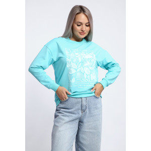 Толстовка женская №80047 футер 2-х нитка (р-ры: 44-62) ментол Толстовка женская №80047 футер 2-х нитка (р-ры: 44-62) ментол