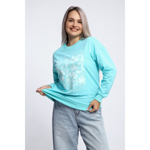 Толстовка женская №80047 футер 2-х нитка (р-ры: 44-62) ментол Толстовка женская №80047 футер 2-х нитка (р-ры: 44-62) ментол