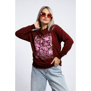 Толстовка женская №80047 футер 2-х нитка (р-ры: 44-62) бордовый