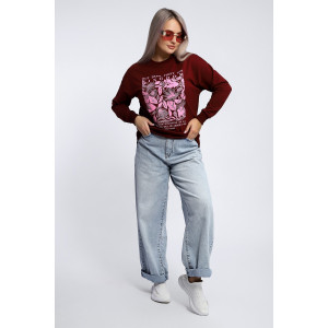 Толстовка женская №80047 футер 2-х нитка (р-ры: 44-62) бордовый