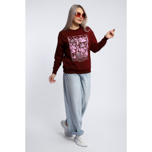 Толстовка женская №80047 футер 2-х нитка (р-ры: 44-62) бордовый