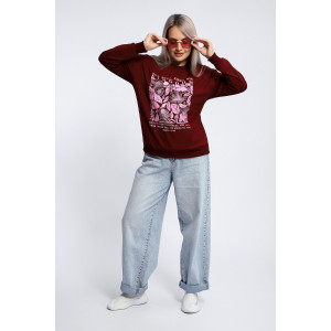 Толстовка женская №80047 футер 2-х нитка (р-ры: 44-62) бордовый