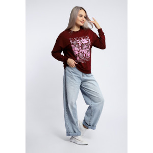 Толстовка женская №80047 футер 2-х нитка (р-ры: 44-62) бордовый