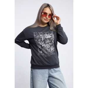 Толстовка женская №80047 футер 2-х нитка (р-ры: 44-62) темно-серый Толстовка женская №80047 футер 2-х нитка (р-ры: 44-62) темно-серый