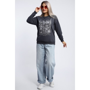 Толстовка женская №80047 футер 2-х нитка (р-ры: 44-62) темно-серый Толстовка женская №80047 футер 2-х нитка (р-ры: 44-62) темно-серый