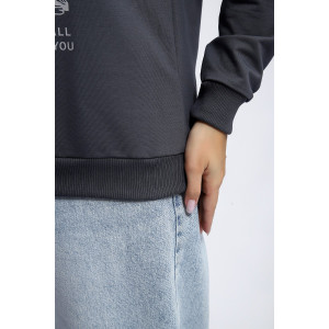 Толстовка женская №80047 футер 2-х нитка (р-ры: 44-62) темно-серый Толстовка женская №80047 футер 2-х нитка (р-ры: 44-62) темно-серый