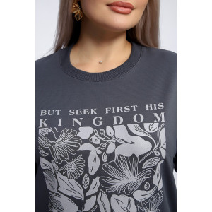 Толстовка женская №80047 футер 2-х нитка (р-ры: 44-62) темно-серый Толстовка женская №80047 футер 2-х нитка (р-ры: 44-62) темно-серый