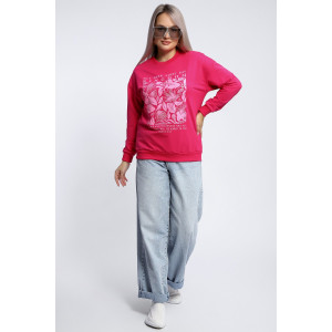 Толстовка женская №80047 футер 2-х нитка (р-ры: 44-62) фуксия Толстовка женская №80047 футер 2-х нитка (р-ры: 44-62) фуксия