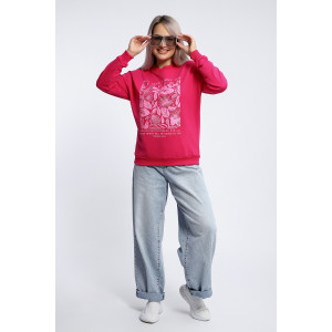 Толстовка женская №80047 футер 2-х нитка (р-ры: 44-62) фуксия Толстовка женская №80047 футер 2-х нитка (р-ры: 44-62) фуксия