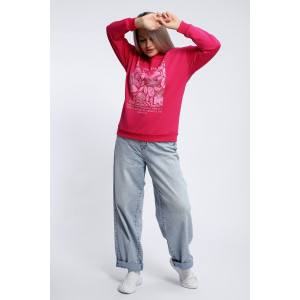 Толстовка женская №80047 футер 2-х нитка (р-ры: 44-62) фуксия Толстовка женская №80047 футер 2-х нитка (р-ры: 44-62) фуксия