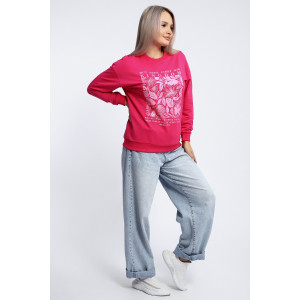 Толстовка женская №80047 футер 2-х нитка (р-ры: 44-62) фуксия Толстовка женская №80047 футер 2-х нитка (р-ры: 44-62) фуксия