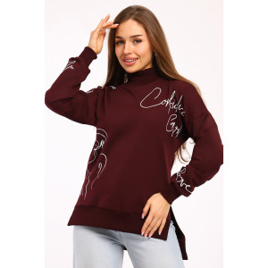 Толстовка женская №88526 футер с лайкрой 2-х нитка (р-ры: 42-60) бордовый Толстовка женская №88526 футер с лайкрой 2-х нитка (р-ры: 42-60) бордовый