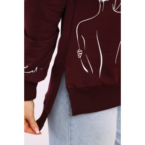 Толстовка женская №88526 футер с лайкрой 2-х нитка (р-ры: 42-60) бордовый Толстовка женская №88526 футер с лайкрой 2-х нитка (р-ры: 42-60) бордовый