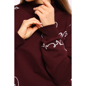 Толстовка женская №88526 футер с лайкрой 2-х нитка (р-ры: 42-60) бордовый Толстовка женская №88526 футер с лайкрой 2-х нитка (р-ры: 42-60) бордовый