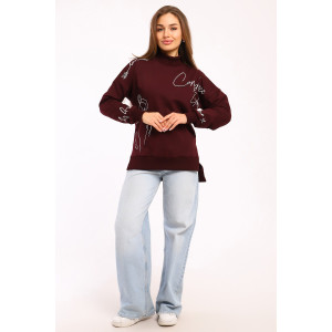 Толстовка женская №88526 футер с лайкрой 2-х нитка (р-ры: 42-60) бордовый Толстовка женская №88526 футер с лайкрой 2-х нитка (р-ры: 42-60) бордовый