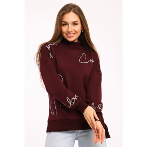 Толстовка женская №88526 футер с лайкрой 2-х нитка (р-ры: 42-60) бордовый Толстовка женская №88526 футер с лайкрой 2-х нитка (р-ры: 42-60) бордовый
