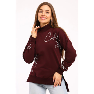 Толстовка женская №88526 футер с лайкрой 2-х нитка (р-ры: 42-60) бордовый Толстовка женская №88526 футер с лайкрой 2-х нитка (р-ры: 42-60) бордовый