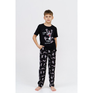 Пижама детская М28/1Д "Волк" кулирка (последний размер) черный 36,38