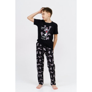 Пижама детская М28/1Д "Волк" кулирка (последний размер) черный 36,38