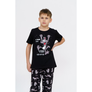 Пижама детская М28/1Д "Волк" кулирка (последний размер) черный 36,38