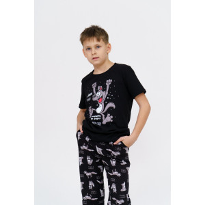Пижама детская М28/1Д "Волк" кулирка (последний размер) черный 36,38