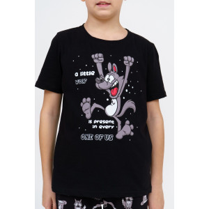 Пижама детская М28/1Д "Волк" кулирка (последний размер) черный 36,38