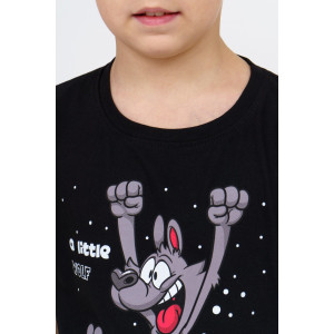 Пижама детская М28/1Д "Волк" кулирка (последний размер) черный 36,38