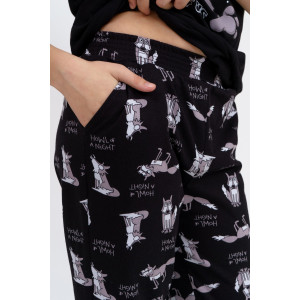 Пижама детская М28/1Д "Волк" кулирка (последний размер) черный 36,38