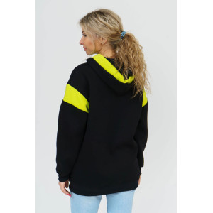 Толстовка женская 879 футер 3-х нитка с начесом пенье (последний размер) черный-салатовый 52 Толстовка женская 879 футер 3-х нитка с начесом пенье (последний размер) черный-салатовый 52