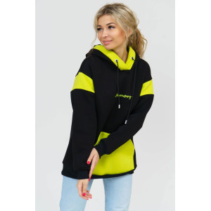 Толстовка женская 879 футер 3-х нитка с начесом пенье (последний размер) черный-салатовый 52 Толстовка женская 879 футер 3-х нитка с начесом пенье (последний размер) черный-салатовый 52