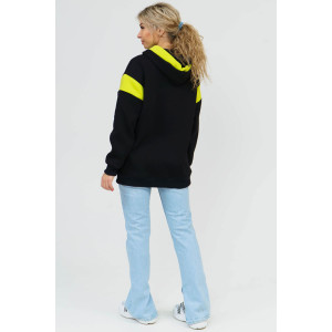 Толстовка женская 879 футер 3-х нитка с начесом пенье (последний размер) черный-салатовый 52 Толстовка женская 879 футер 3-х нитка с начесом пенье (последний размер) черный-салатовый 52