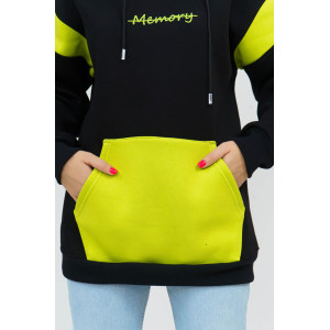 Толстовка женская 879 футер 3-х нитка с начесом пенье (последний размер) черный-салатовый 52 Толстовка женская 879 футер 3-х нитка с начесом пенье (последний размер) черный-салатовый 52