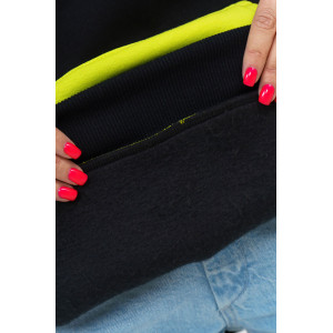 Толстовка женская 879 футер 3-х нитка с начесом пенье (последний размер) черный-салатовый 52 Толстовка женская 879 футер 3-х нитка с начесом пенье (последний размер) черный-салатовый 52