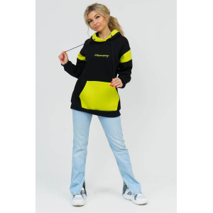 Толстовка женская 879 футер 3-х нитка с начесом пенье (последний размер) черный-салатовый 52 Толстовка женская 879 футер 3-х нитка с начесом пенье (последний размер) черный-салатовый 52