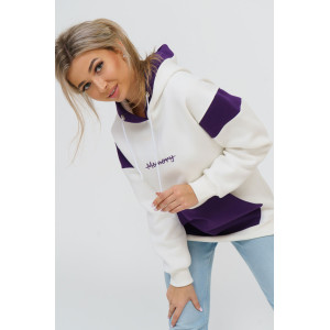 Толстовка женская 879 футер 3-х нитка с начесом пенье (последний размер) экрю-фиолетовый 56 Толстовка женская 879 футер 3-х нитка с начесом пенье (последний размер) экрю-фиолетовый 56