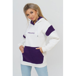 Толстовка женская 879 футер 3-х нитка с начесом пенье (последний размер) экрю-фиолетовый 56 Толстовка женская 879 футер 3-х нитка с начесом пенье (последний размер) экрю-фиолетовый 56