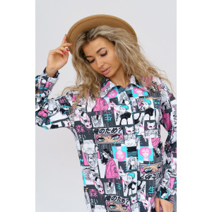 Рубашка женская 942 "Аниме" футер 2-х нитка с начесом (последний размер) 50 Рубашка женская 942 "Аниме" футер 2-х нитка с начесом (последний размер) 50