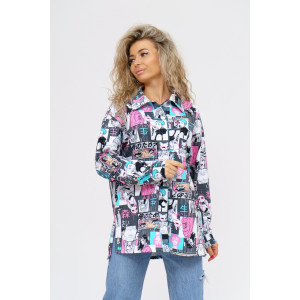 Рубашка женская 942 "Аниме" футер 2-х нитка с начесом (последний размер) 50 Рубашка женская 942 "Аниме" футер 2-х нитка с начесом (последний размер) 50